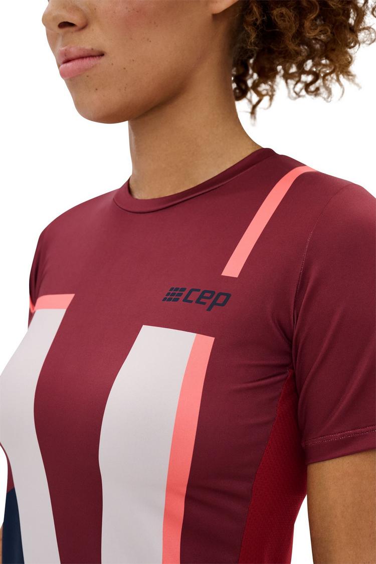 CEP CEP THE RUN SHIRT SHORT SLEEVE Laufshirt Damen - dark red/geometrics - 0 | SportScheck