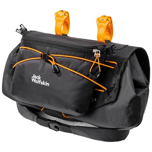 Rückansicht von Jack Wolfskin MOROBBIA BAR ROLL Fahrradtasche flash black