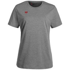 Wilson Fundamentals Cotton T-Shirt Damen grau / rot