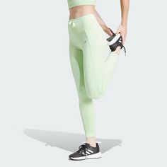 Rückansicht von adidas Running Essentials 7/8 Leggings Laufhose Damen Semi Green Spark