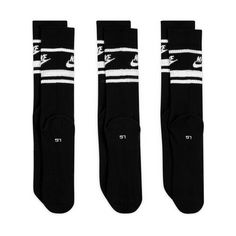 Rückansicht von Nike Essential Crew Stripe Socken 3er Pack Freizeitsocken Herren schwarzweiss