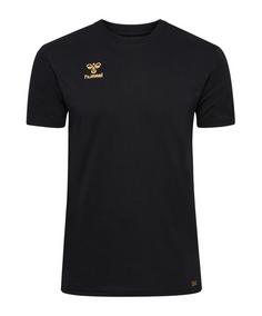 hummel hmlE24C Cotton T-Shirt Funktionsshirt Herren schwarzgold