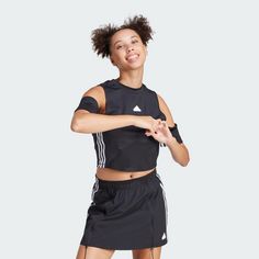 Rückansicht von adidas Dance Crop-Top T-Shirt Damen Black / White