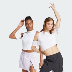 Rückansicht von adidas Express All-Gender Crop-Shirt T-Shirt Damen White / Silver Dawn