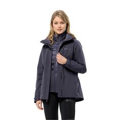 Rückansicht von Jack Wolfskin LUNTAL 3IN1 JKT W Doppeljacke Damen graphite