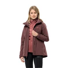 Rückansicht von Jack Wolfskin LUNTAL 3IN1 JKT W Doppeljacke Damen dark maroon