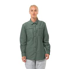 Rückansicht von Jack Wolfskin BARRIER L/S SHIRT W Langarmhemd Damen hedge green