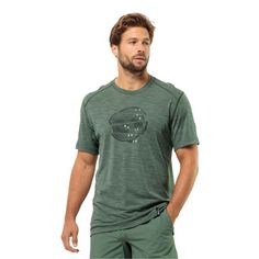 Rückansicht von Jack Wolfskin KAMMWEG GRAPHIC S/S M T-Shirt Herren hedge green