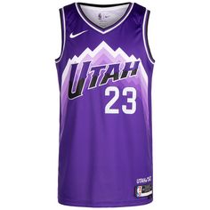 Rückansicht von Nike NBA Utah Jazz City Edition Swingman Basketballtrikot Herren lila