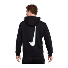 Rückansicht von Nike Club Fleece Hoody Funktionssweatshirt Herren schwarzweiss
