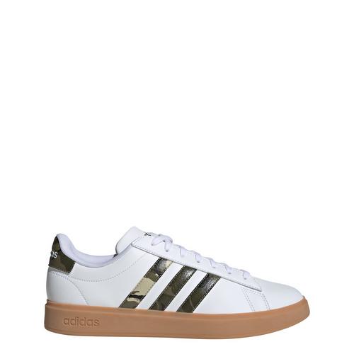 Rückansicht von adidas Grand Court 2.0 Schuh Sneaker Cloud White / Olive Strata / Putty Grey