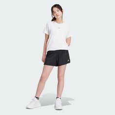 Rückansicht von adidas Pacer Shorts für Kinder Funktionsshorts Kinder Black / White / Reflective Silver
