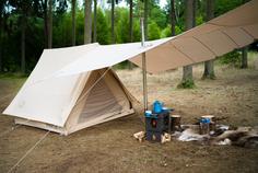 Rückansicht von Nordisk VIMUR 4.8 TECHNICAL COTTON Familienzelt Sandshell