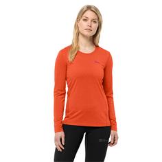 Rückansicht von Jack Wolfskin SKY THERMAL L/S W Funktionsshirt Damen vibrant orange