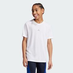 Rückansicht von adidas Training AEROREADY Kids T-Shirt T-Shirt Kinder White / Reflective Silver