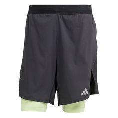 adidas HIIT Workout HEAT.RDY 2-in-1 Shorts Funktionsshorts Herren Black / Semi Green Spark