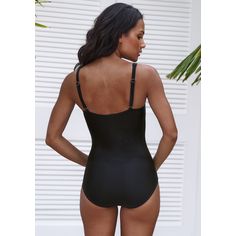 Rückansicht von Lascana Badeanzug Badeanzug Damen schwarz bedruckt