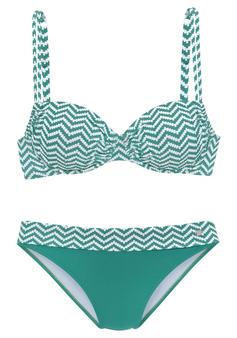 JETTE Bügel-Bikini Bikini Set Damen grün-weiß