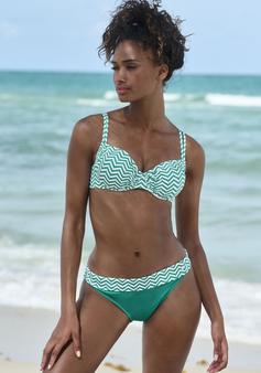 Rückansicht von JETTE Bügel-Bikini Bikini Set Damen grün-weiß