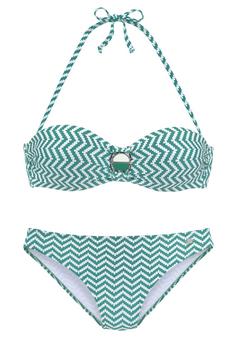 JETTE Bügel-Bandeau-Bikini Bikini Set Damen grün-weiß