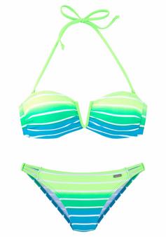 VENICE BEACH Bandeau-Bikini Bikini Set Damen türkis-gestreift