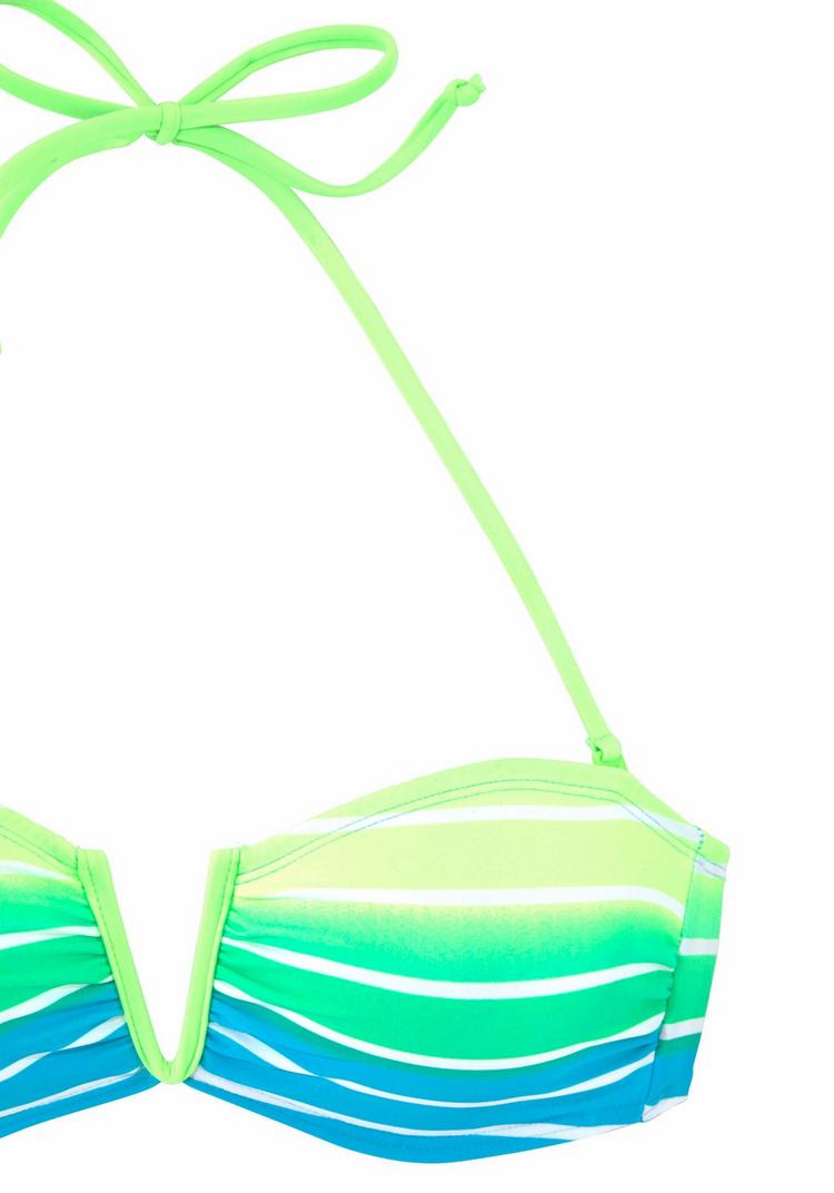 VENICE BEACH VENICE BEACH Bandeau-Bikini Bikini Set Damen - t&uuml;rkis-gestreift - 0 | SportScheck