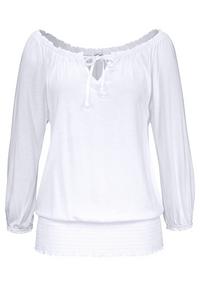 Lascana Carmenshirt Langarmbluse Damen - wei&szlig;