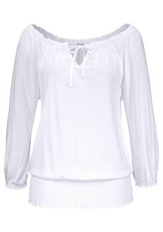 Lascana Carmenshirt Langarmbluse Damen weiß