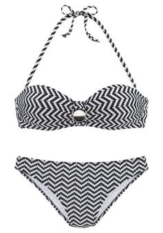 JETTE Bügel-Bandeau-Bikini Bikini Set Damen schwarz-weiß