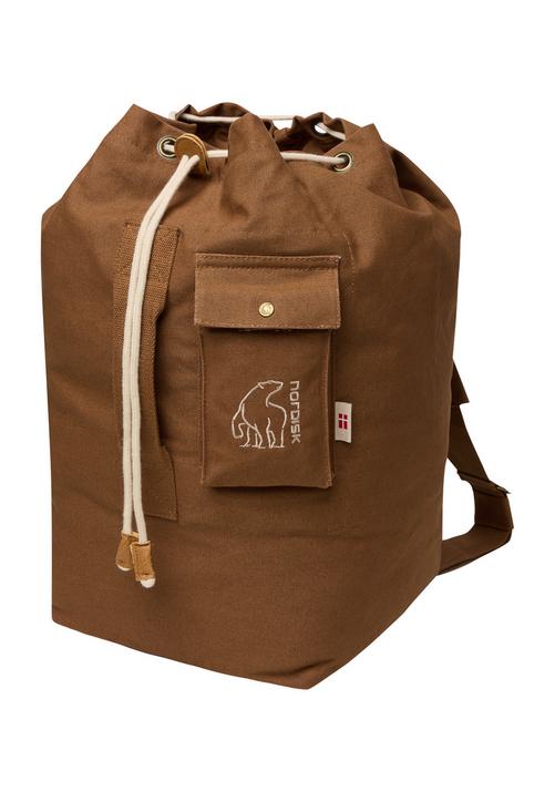 Rückansicht von Nordisk KONGSBERG 40 DUFFEL Reiserucksack Otter Cookie Brown