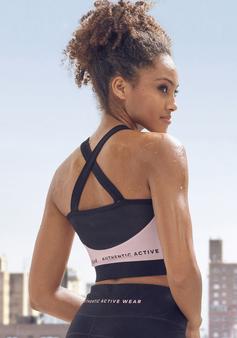 Rückansicht von Vivance active Crop-Top Croptop Damen alt rosa