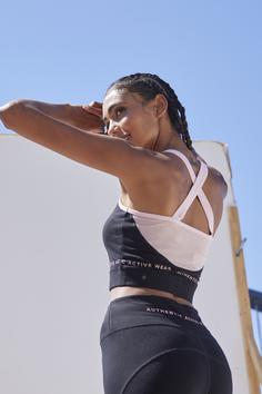 Rückansicht von Vivance active Crop-Top Croptop Damen schwarz