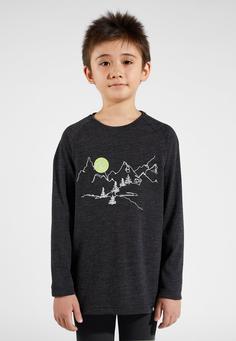 Rückansicht von Odlo MERINO 200 Graphic Funktionsshirt Kinder dark grey melange(10734)