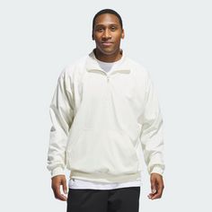 Rückansicht von adidas Select 1/4-Zip Sweatshirt Windbreaker Herren Ivory / White
