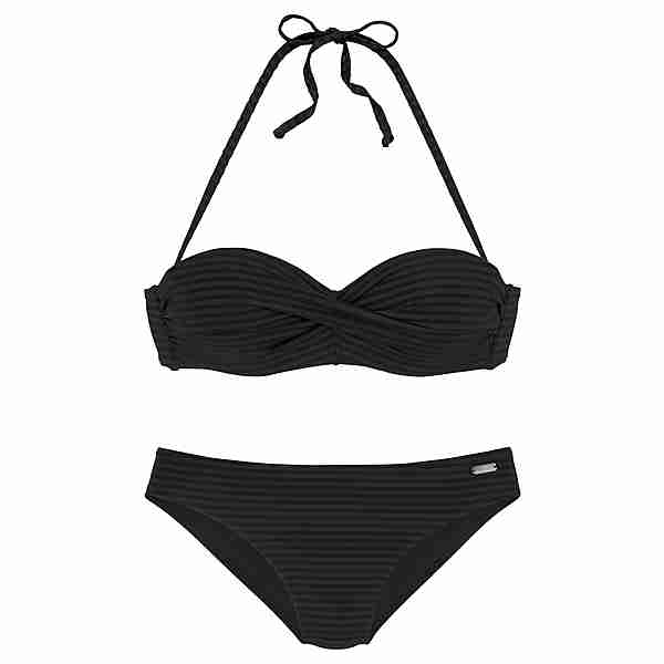 VENICE BEACH Bügel-Bandeau-Bikini Bikini Set Damen schwarz