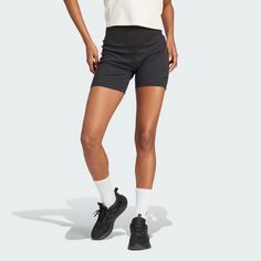 Rückansicht von adidas Lounge Ribbed High-Waist kurze Leggings Funktionsshorts Damen Black