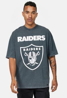 Rückansicht von Re:Covered NFL Raiders Shield Oversized Washed Printshirt Herren Black