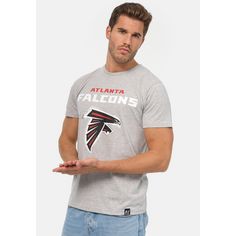 Rückansicht von Re:Covered NFL Falcons Core Printshirt Herren Grey Marl