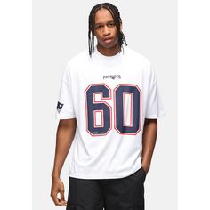 Rückansicht von Re:Covered NFL Patriots 20 Oversized Printshirt Herren White