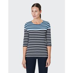 Rückansicht von JOY sportswear CELIA T-Shirt Damen daylight blue stripes