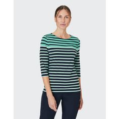 Rückansicht von JOY sportswear CELIA T-Shirt Damen caribbean green stripes