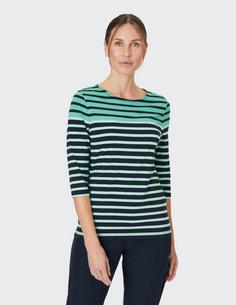 Rückansicht von JOY sportswear CELIA T-Shirt Damen caribbean green stripes