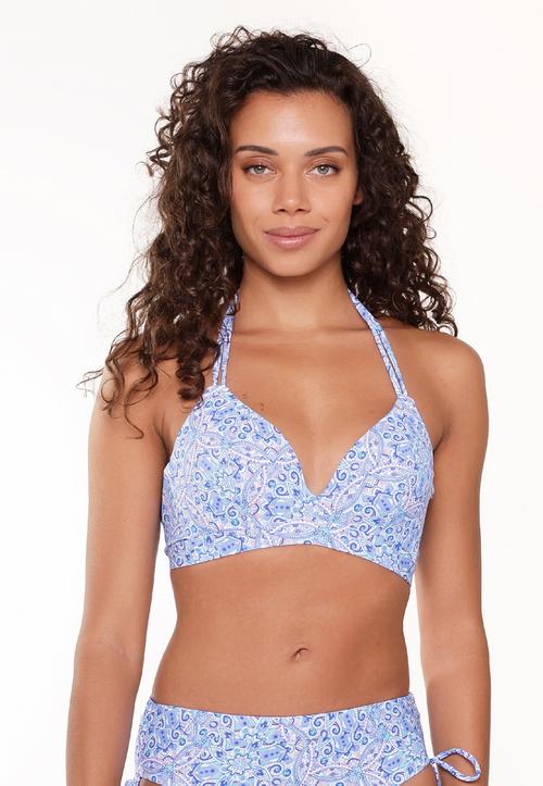 Rückansicht von LingaDore Triangle Bikini Bikini Oberteil Damen Blue paisley print