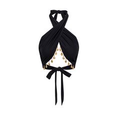 Moda Minx Hera Droplet Cross Over Halter Bikini Oberteil Damen Black