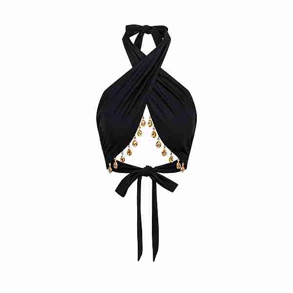 Moda Minx Hera Droplet Cross Over Halter Bikini Oberteil Damen Black