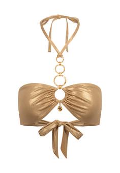 Moda Minx Kos Pendant Hoop Halter Bandeau Bikini Oberteil Damen Gold Shimmer