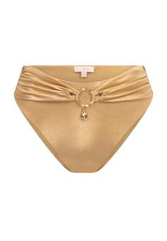 Moda Minx Kos Pendant Hoop High Waist Bikini Hose Damen Gold Shimmer