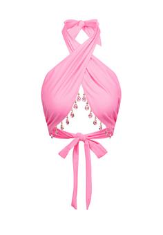 Moda Minx Hera Droplet Cross Over Halter Bikini Oberteil Damen Pink