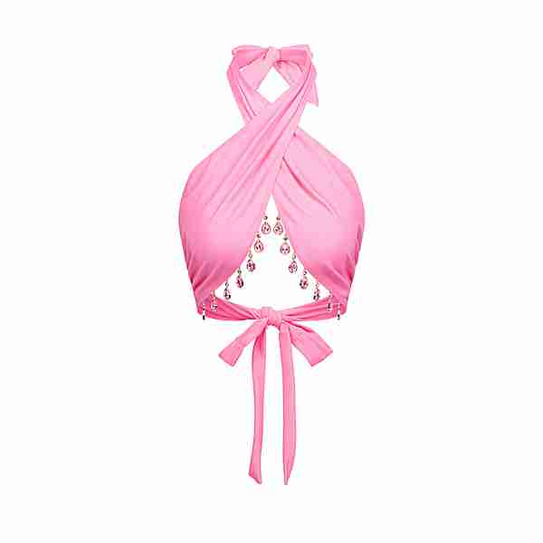 Moda Minx Hera Droplet Cross Over Halter Bikini Oberteil Damen Pink