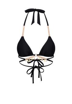 Moda Minx Seychelles Triangle Wrap Bikini Oberteil Damen Black